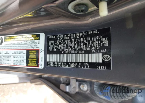 2013 Toyota Camry Xle from USA, damaged, VIN 4T1BF1FK8DU719934